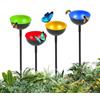 Generic Stazioni di irrigazione per api, 4 tazze in metallo con paletti, stazione per bere api per impollinatori assetati, per uccelli farfalla, decorazione da giardino in metallo colorato