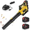 QUUGAR Soffiatore a Batteria 21 V, Soffiatore Foglie con 2 Batterie 4,5Ah (giallo) | con 6 Livelli di Velocità, Velocità Aria Max 360 km/h, Portata d'aria 2,33 m³/h, per Giardino, Patio, Auto e Rimozione Neve