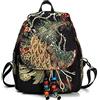 Uhat Zaino da donna stile etnico Paillettes Peacock Ricamo Borse a tracolla Viaggio Tela Daypack