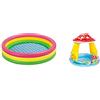 Intex 57422 Piscina 3 Anelli, 147 X 33 Cm, Verde/Giallo/Fucsia & 57114 Piscina Baby Fungo, 102 X 89 Cm