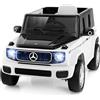 FANTASK Auto elettrica per bambini, Mercedes Benz, 12 V, con telecomando da 2,4 G, fanali, musica e clacson, auto elettrica per bambini dai 3 anni in su, colore bianco