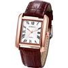 JewelryWe Coppia di orologi vintage partner amicizia cinturino in pelle orologio analogico al quarzo orologio da polso classico rettangolare orologio casual con numeri romani quadrante regalo per uomo