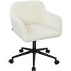 HOMCOM Sedia da Ufficio Girevole con Ruote, Sedia da Scrivania, Tessuto in Pile, Schiuma, Regolabile in Altezza, Home Office, Crema | Aosom Italy