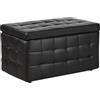 Beliani Pouf Cassapanca Imbottito in Ecopelle Nera Stile Chesterfield