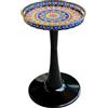 Simmer Stone Tavolino rotondo chic - Tavolino da 33 cm con motivo artistico con vassoio superiore lucido, base unica a clessidra, tavolino in plastica resistente e soggiorno, camera da letto (pavone)