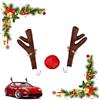 Mikiuly Corna Renna per Auto, Corna Renna per Auto Natalizi Decorazione, Decorazione Auto Natale, Decorazione Natalizia con Corna con Campane e Naso Rosso, Kit di Renna per Decorazione Auto, Decorazioni Auto