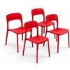Arreditaly Set 4 Sedie Da Giardino In Polipropilene Impilabili Leggere E Resistenti Ideali Per Esterni Terrazze Giardini Bar Dehors Ristoranti 41 x 82,5 x 52 cm (Rosso)