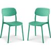 eacommerce | Sedia impilabile in Polipropilene | Leggera, ergonomica, resistente alle intemperie | Per cucina, bar, ristoranti, uso interno ed esterno (Set 2 Sedie, Verde Menta)
