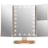 WEILY Specchio Trucco LED, 1X/2X/3X Ingrandimento, Touch Control | Specchio da tavolo con illuminazione regolabile, doppia alimentazione, Ripiegabile ,idea regalo per donne(oro)