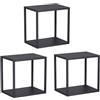 [en.casa] Set di 3 Mensole da Muro 28 x 28 x 20 cm 3 Ripiani Modulari Componibili a Parete in Acciaio per Bagno Cucina Corridoio - Nero