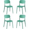 eacommerce | Sedia impilabile | Polipropilene 40x39x78cm | Leggera, ergonomica, resistente alle intemperie | Per cucina, bar, ristoranti, uso interno ed esterno (Set 4 Sedie, Verde Menta)