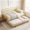 COSTWAY Struttura Letto Estraibile in Metallo, 200x90 cm | Divano Letto Singolo con Stazione di Ricarica, Lettino Matrimoniale con Struttura in Metallo, per Soggiorno e Camera da Letto