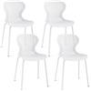 JIJIAN Set di 4 Sedie Sala da Pranzo Impilabili in Plastica, Bianco | Sedia da Cucina con Gambe in Metallo, Sedie da Giardino per Sala da Pranzo, Soggiorno, Giardino, Balcone e Terrazza, Nero