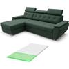 Robin Inspire Tosaro Divano Angolare Letto Topper Verde bottiglia Aston | Divano letto angolare con topper, contenitore, montaggio universale, tessuto Aston, ideale soggiorno