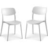eacommerce | Sedia impilabile in Polipropilene | Leggera, ergonomica, resistente alle intemperie | Per cucina, bar, ristoranti, uso interno ed esterno (Set 2 Sedie, Bianco)