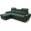 Robin Inspire Tosaro Divano Angolare Letto A L Verde bottiglia Aston | Divano letto angolare 240x165 cm con contenitore, montaggio universale, tessuto Aston, funzione letto