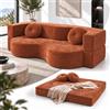 FGNIXLN Divano Letto Pieghevole 2 in 1, Divano con Funzione Letto Senza Struttura Rigida, Sofa Bed con 2 Cuscini, Letto Ospiti Pieghevole per Soggiorno, Camera da Letto e Ufficio,Arancione(200 x 50 x 64 cm)