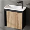 Planetmöbel Set mobili da bagno 2 pezzi Lavabo con mobile | sottolavabo 50 x 48,3 x 24,8 cm nero opaco/rovere Wotan, mobile sottolavabo con lavabo da incasso bianco