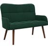 vidaXL Divano a 2 Posti Verde Scuro 115 x 61 x 87 cm Velluto