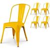 Kosmi - Set di 4 sedie in metallo giallo in stile industriale - Aspetto lucido