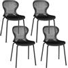 JIJIAN Set di 4 Sedie Sala da Pranzo Impilabili in Plastica, Nero | Sedia da Cucina con Gambe in Metallo, Sedie da Giardino per Sala da Pranzo, Soggiorno, Giardino, Balcone e Terrazza, Nero