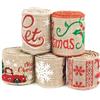 MorLuks Nastro di Iuta Natalizi 5 Rotoli 2 Dimensioni, Nastro Natalizio per Decorazioni, Nastri Natalizi per Albero di Natale, Christmas Ribbon con Colore Diverso per Decorazione Natale Cucito DIY