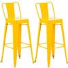 CLP Set di 2 sgabelli da bar con schienale in stile industriale Mason, con schienale e poggiapiedi, sgabello con para-pavimento | Colore giallo