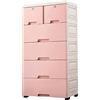Lilyeriy Cassettiera a 6 cassetti in plastica con serratura, armadietto autoportante, organizer estraibile (rosa)