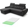 Robin Inspire Tosaro Divano Angolare Letto Topper Nero Aston | Divano letto angolare con topper, contenitore, montaggio universale, tessuto Aston, ideale soggiorno