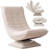 CASARIA Poltrona relax con schienale regolabile, color crema | Pieghevole, girevole a 360°, portata 150 kg, 60 x 105 x 87 cm, imbottita, per soggiorno, gaming, pavimento, lounge