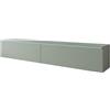 Slavia Maison Parete attrezzata, Porta TV con contenitore per Soggiorno, Mobile TV Lowboard LED D180, Sospeso o a Terra, Senza Maniglie, Luce, Pannello Laminato, Finitura Verde Nebbia