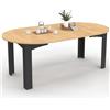 IDMarket - DONA Tavolo da pranzo rotondo allungabile per 4-10 persone, nero, piano effetto faggio 110-200 cm