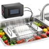 KVTUYC Lavastoviglie portatile da lavello da 300W/600W, schermo touch intelligente | Pulitore a ultrasuoni da lavello in acciaio, doppia modalità ultrasuoni e agitazione a bolle(10-20L)