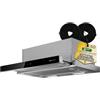 Kompatic AIRA 60 KAIRT60 Cappa Aspirante Telescopica da Incasso 60 cm, Motore Brushless 450 m³/h, Classe A+++, Touch Control, 3 Velocità + Boost, Timer, Filtri ai Carboni Attivi Inclusi, Acciaio Inox