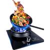 CHALKE Fornello A Gas 33 Cm, Wok A 9 cavità da 7,0 KW con Funzione di Temporizzazione, Fornello A Gas A Conversione NG/GPL, Vetro Temperato Nero, Desktop Integrato A Doppio Scopo (Size : NG)