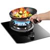 CHALKE Fornello a Gas Portatile, Wok a 9 cavità da 7,0 KW, fornello a Gas Convertibile NG/GPL, Vetro temperato Nero, Desktop Integrato a Doppio Scopo (Size : NG)