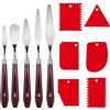 Domicubes Set di 11 spatole rosse, pasta strutturale, pittura acrilica | Coltello da pittura su tela, strumento artistico, robusto e flessibile, manico in plastica, per pittura fai da te, pratico