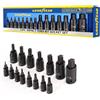 Goodyear Set di 15 chiavi a bussola Torx Impact 1/4 3/8 1/2 T6-T70 TRX-Star