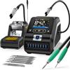 FNIRSI DWS-200 200W Precision Digital Saldatura Station Kit, con 3 F210 & 6 F245 Punte di Saldatore e 2 Mani Aiutanti, Valore Temp e Modalità Curva, 3 Temperatura Stoccaggio, Display a Colori