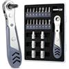 MOXYOY Set di cacciaviti di precisione a cricchetto 24 in 1 con testa a croce, a taglio, esagonale, bussola e punte Y3 - Kit di riparazione per biciclette, mobili, computer portatili ed EDC