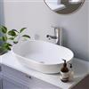 Aqualavos Lavabo ovale, 60 x 42 x 14 cm, piccolo, bianco, per bagno o WC degli ospiti, senza foro per rubinetto e senza troppopieno, bordo ultra sottile, senza mobiletto