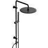 Görbach Colonna Doccia Acciaio Inox Senza Miscelatore Fori Muro Regolabili, Set Doccia con Asta Doccia, Saliscendi Doccia con Soffione a Pioggia Rotondo 30 cm, Nero