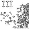 QUARKZMAN 80 Set Di Rivetti A Doppio Cappuccio 7x8mm Acciaio Al Carbonio Testa Tonda Borchie Chiodini Fissaggi Tubolari Chiodini Per Riparazioni Decorazioni Artigianato In Pelle, Argento