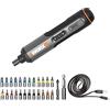 WORX Mini cacciavite elettrico WX240 da 3,6 V (4 V max) con coppia a 3 marce, potenza 5 Nm, 24 punte per cacciavite, luce LED, leggero, senza fili, ricarica USB C, ideale per progetti di montaggio e
