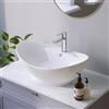 Aqualavos Lavabo ovale, 59 x 38,5 x 21,5 cm, piccolo, bianco, per bagno o WC degli ospiti, con troppopieno e foro per rubinetto (centrale), bordo ultra sottile, senza mobiletto