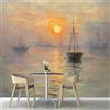 ANALTIRCE Fotomurale Fotomurali 3d Effetto Tramonto Barca A Vela, 150×105 cm Pittura A Olio Astratta Carta da parati Decorazione da Muro Poster per Camere da Letto, Soggiorni, dei Bambini Carta da Parati