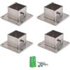 HoneybeeLY Supporto per palo Base per Pali fissaggio staffa 4 pezzi Base flangia palo Newel quadrato, staffa palo base di ancoraggio in acciaio inossidabile per ringhiera recinzione ponte 30×30 mm, prot