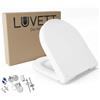 LUVETT D140 Copriwater, Sedile WC, Forma D Bianco, Tavoletta WC | Meccanismo di chiusura ammortizzata removibile, adatto a piani cottura in ceramica di dimensioni 41,7 x 36,8 cm.