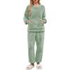 UMIPUBO Pigiama Donna Invernale Felpato Pigiami in Pile Caldo Set Due Pezzi Tuta Termico Invernali Completo da Casa Top a Maniche Lunghe e Pantaloni Lounge Morbido Sleepwear con Tasche