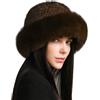 XUYUZUAU Cappelli Invernali da Donna Ragazze Pelliccia di Visone Cappello Berretto in Maglia Bordo Soffice Moda